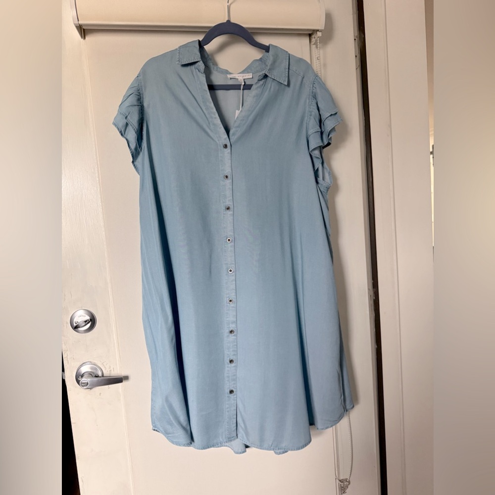Light blue denim plus size dress